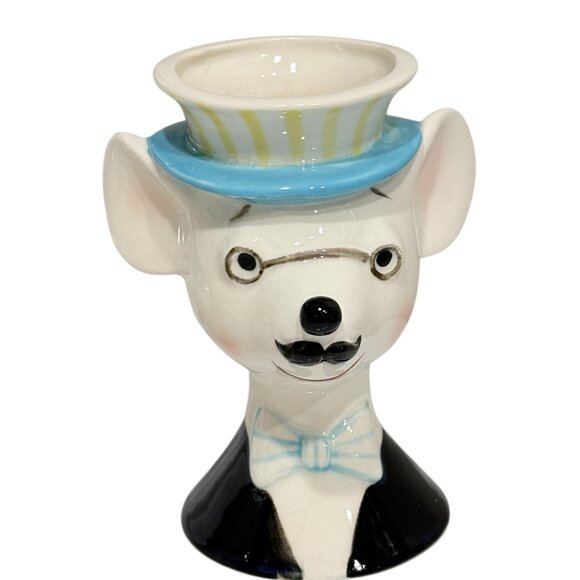 2 Vintage Mid Century Modern Anthropomorphic Mouse Head Vases - Picture 4 of 15